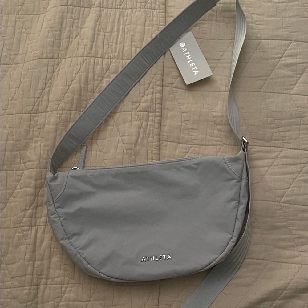 Athleta Sleek Silver Crossbody Bag